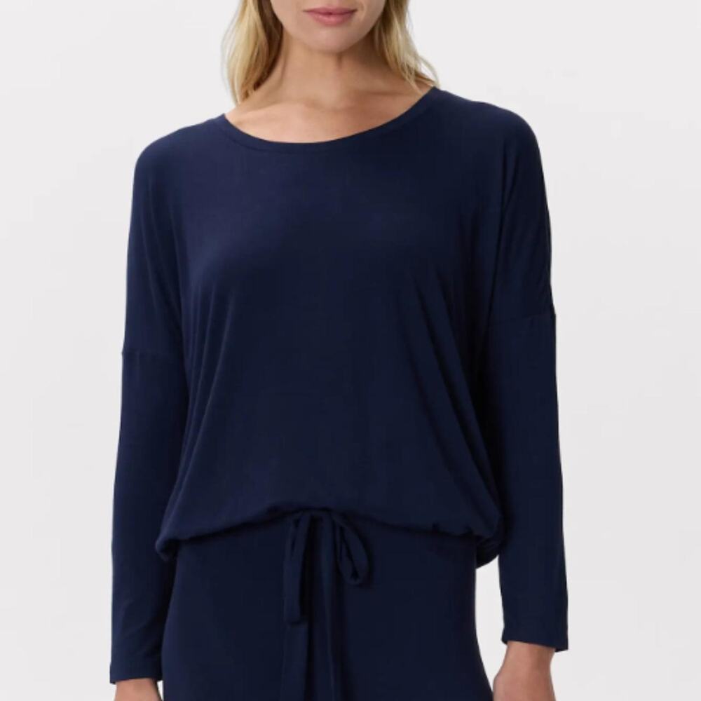 Quince Navy Blue Bamboo Jersey Slouchy Pajama Lounge Top Size XL